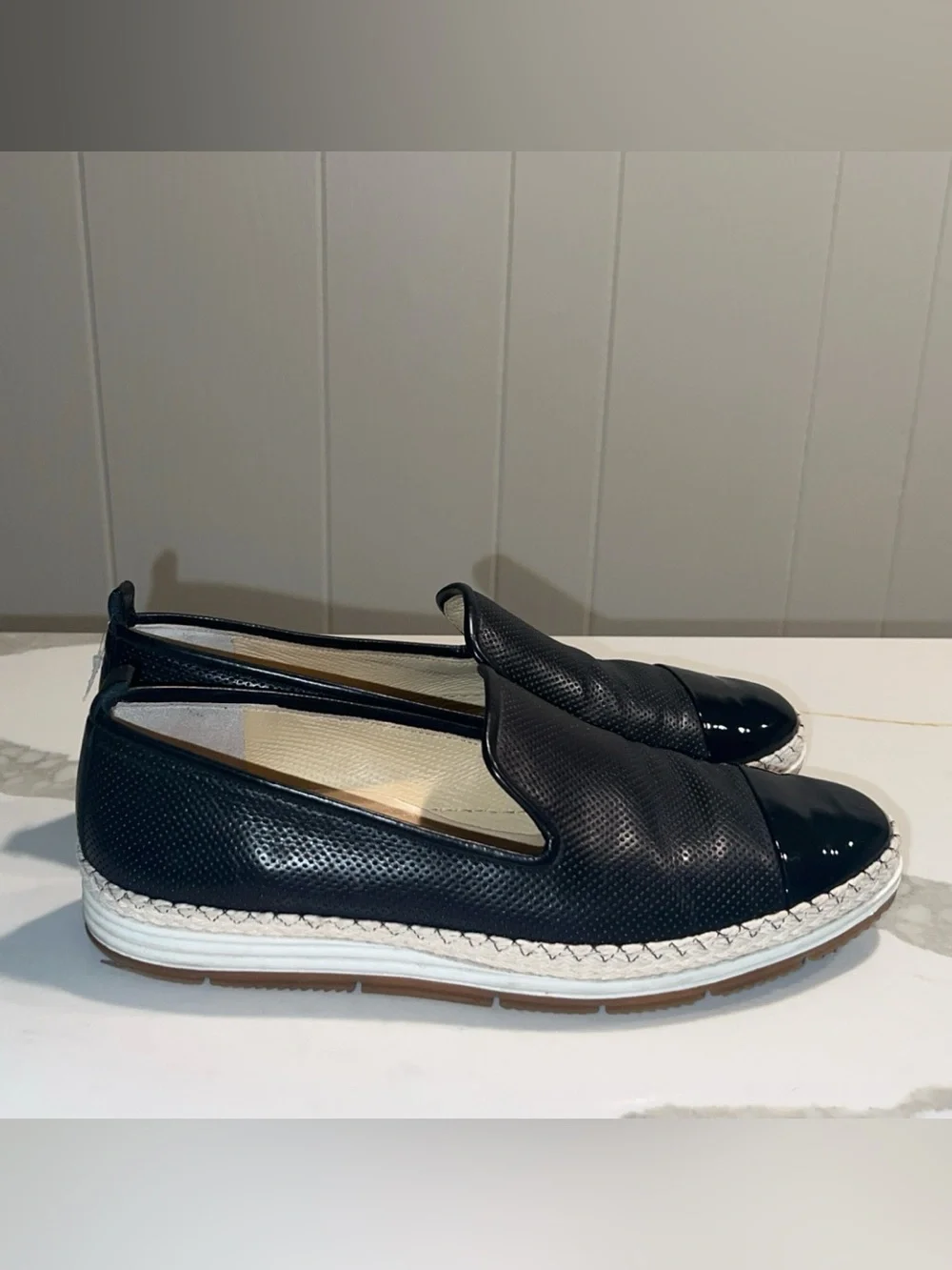 PAUL GREEN Black Women's Slip-On Espadrille Loafers